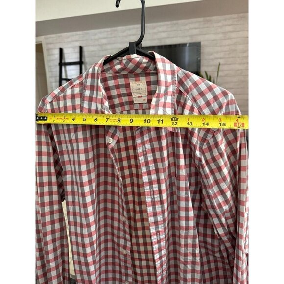 GAP Lived-In Men's Pink & Gray Buffalo Check Plaid Button-Up Shirt Size L - Picture 3 of 5